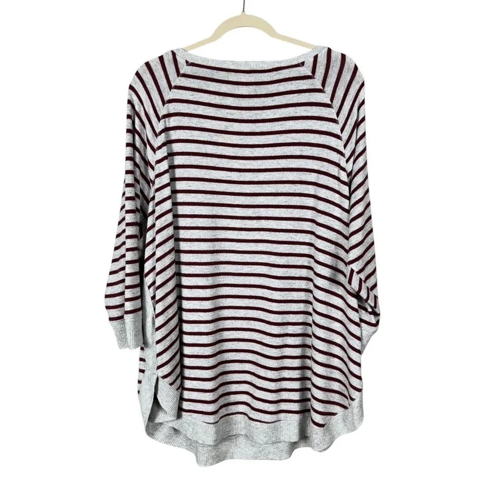 Womens Oversized Slouchy Sweater 2X Striped Nautical Fisherman Loungewear Boho